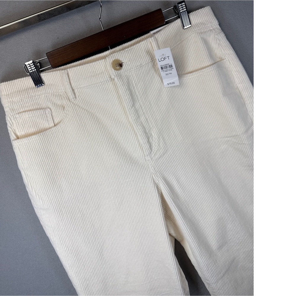NWT LOFT The Straight High‎ Rise Regular Corduroy Pants Cream Women's Size 32x27